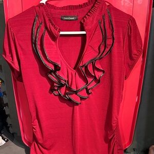 HeartSoul Women's Red Ruffle Blouse